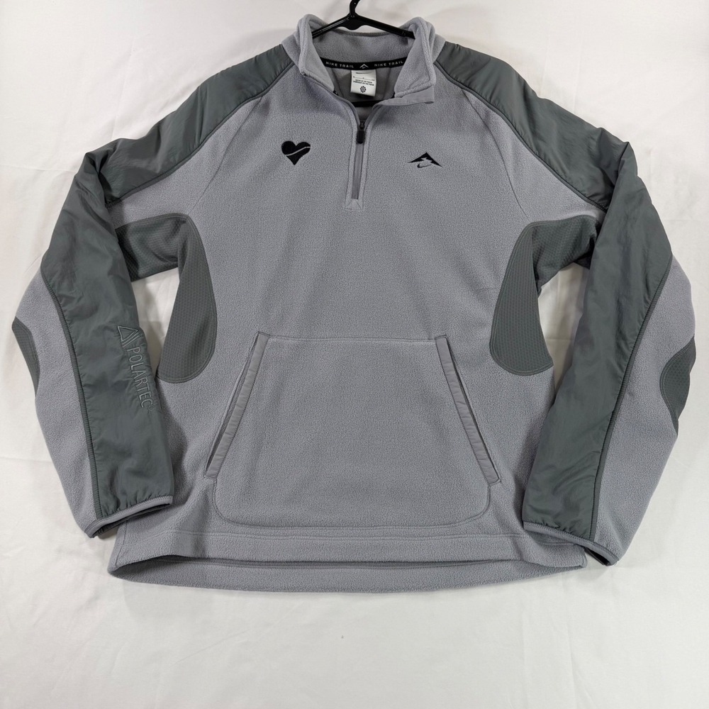 Nike Trail Polartec Fleece Quarter Zip Pullover Grey Heartbreak Hill Mens Small